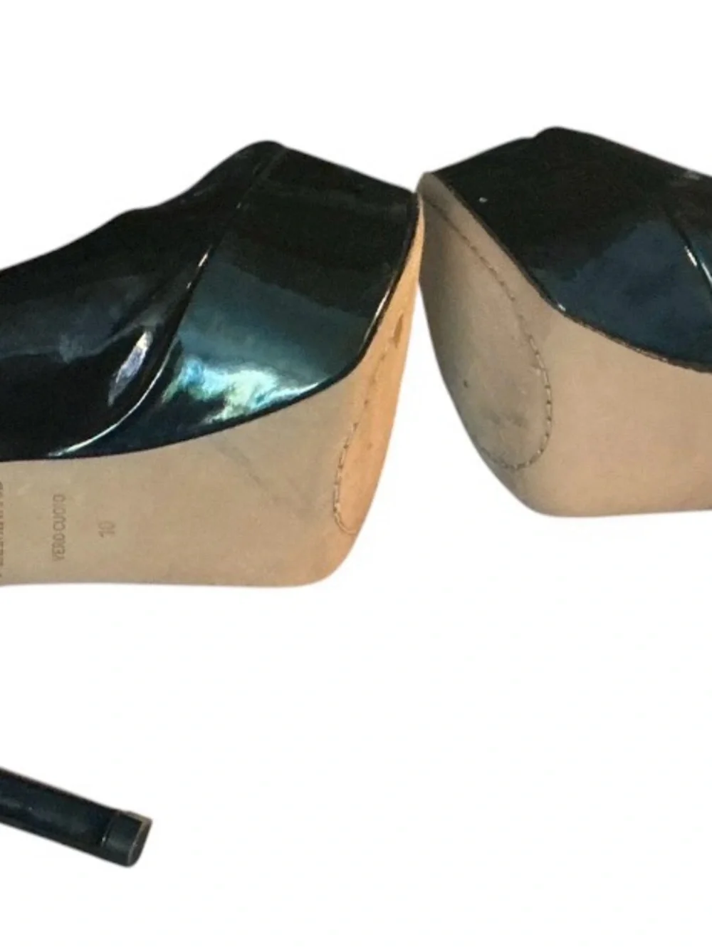 Brian Atwood Black Patent Platform Wedges